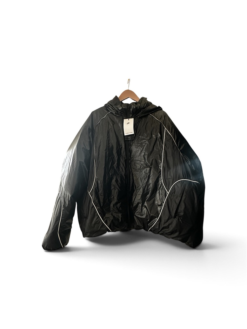 Nike Black Puffer Jacket with White Piping